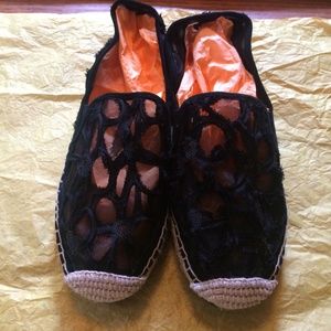 Botkier tiered platform black sequin espadrilles